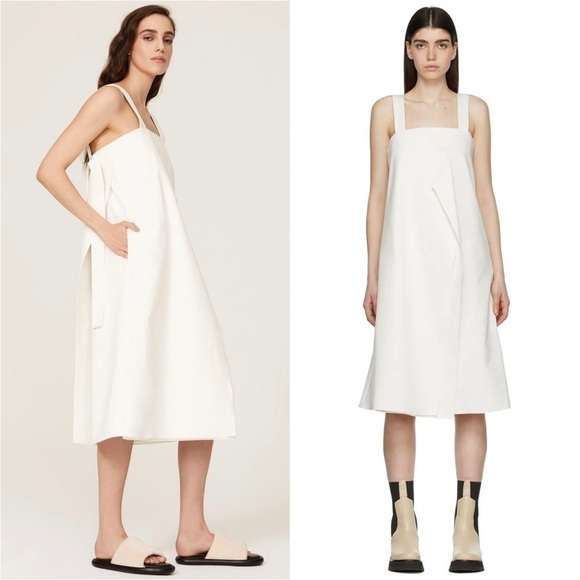 3.1 PHILLIP LIM Draped Square Neck Structured Cotton Sleeveless Midi Dress 10 - Picture 6 of 14